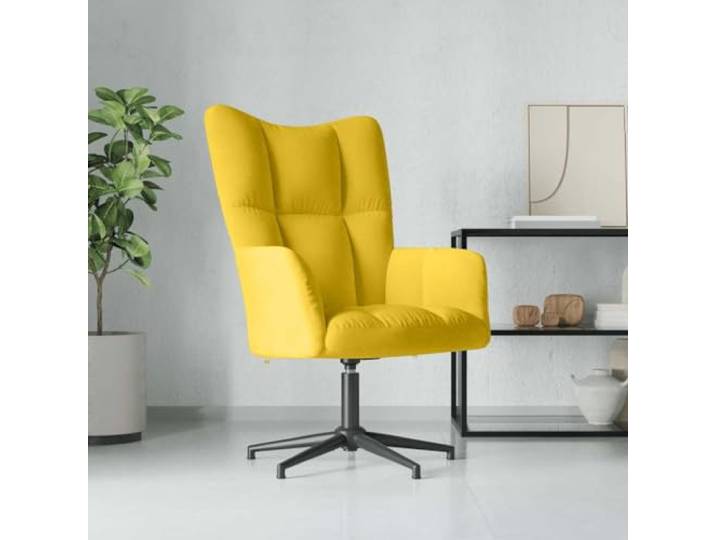 NLQMSU Relaxsessel, Senfgelb, Velours, drehbar 360 Grad, mit Rahmen Modernes Design, bequemer dicker Schaumstoff, 360° drehbar, stabile gekreuzte Füße, Kapazität 110 kg, weicher Samt, innen