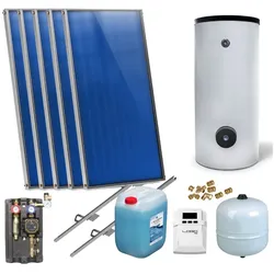 Flachkollektoren Warmwasser Solarpaket 5 Kollektoren Speicher Flachkollektor