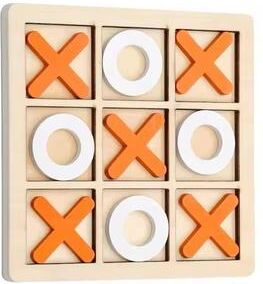 Inspired Finds Solid Wooden Tic Tac Toe Board Game For Family Fun orange