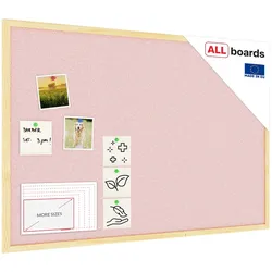 Allboards Pastellrosa Pinnwand mit Holzrahmen 90x60cm Pastellrosa Korktafel