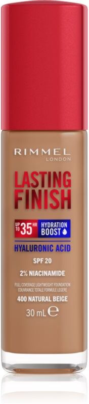 Rimmel Lasting Finish 35H Hydration Boost hydrating foundation SPF 20 shade 400 Natural Beige 30 ml