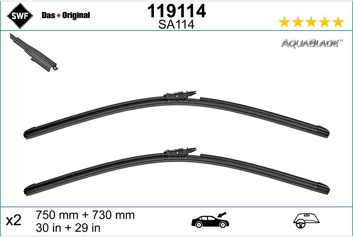 Wischblatt SWF AquaBlade 119114, 750/730mm, Vorne, 2 Stück