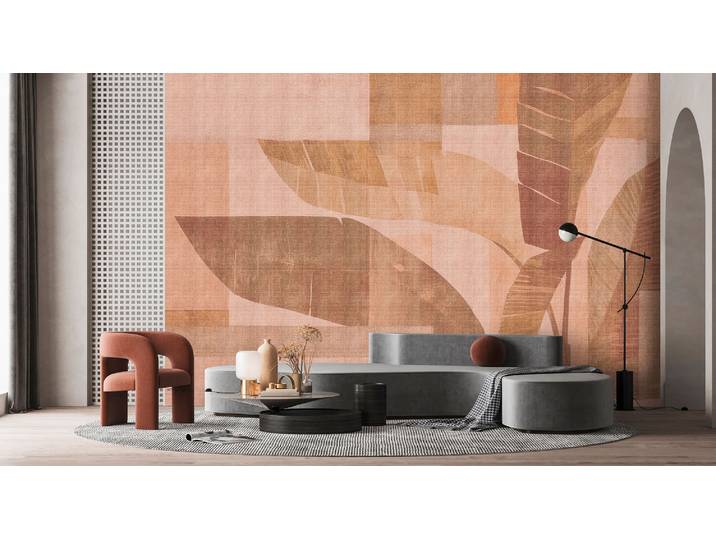 Fototapete LIVING WALLS Walls by Patel 5 Fototapete Grafische Blätter , rosa, B:4m H:0m L:2,7m, Vlies, Tapeten, Fototapete, Grafische Blätter auf 200 g/m² Premium-Vlies