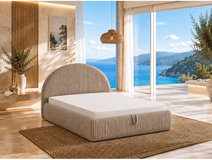 Best for Home Boxspringbett TEDI Polsterbett mit Bettkasten, Cord-Kopfteil & Bonell-Federkern (Set, 1-St., Polsterbett mit Bettkasten), Gerundetes Cord-Kopfteil, integrierter Bettkasten mit Gasdruckfedern