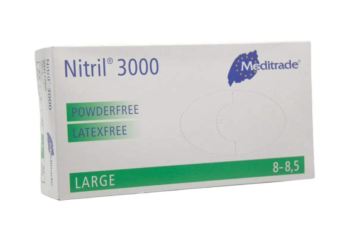 Meditrade Nitril 3000 Untersuchungshandschuhe puderfrei, weiß, (100 Stück) Gr. L 1280L