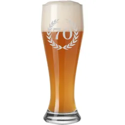 WEIZENBIERGLAS MIT GRAVUR 70. Jubiläum transparent 0,5 l