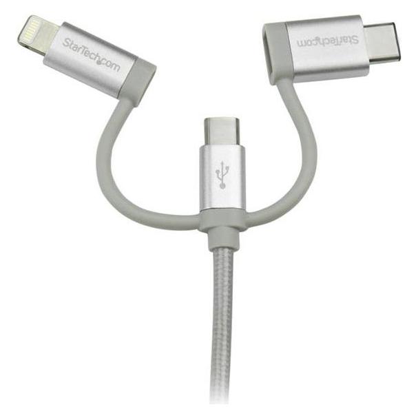 StarTech USB Lightning Kabel - USB-C Micro-B Laddekabel - 1m - geflochten - Silber - USB auf Lightning Kab... (1 m, USB 2.0) (LTCUB1MGR)