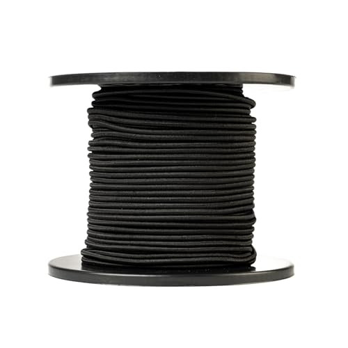 SNURO Elastisch rond touw 4mm, 100m, zwart - Weerbestendig en extra sterk bungeekoord