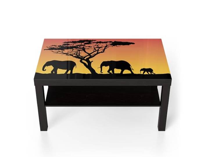 DEQORI Glastisch schwarz groß 90x50 cm Motiv Afrikanischer Abend ausgefallener Beistelltisch aus Glas Hochglanz Couchtisch fürs Wohnzimmer moderner Couch Tisch mit Design