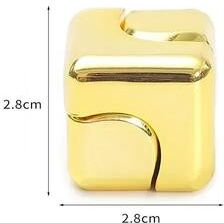 Inspired Living Metal Cube Fidget Gyroscope Silent Bearing Spinner For Stress Relief & Focus gold