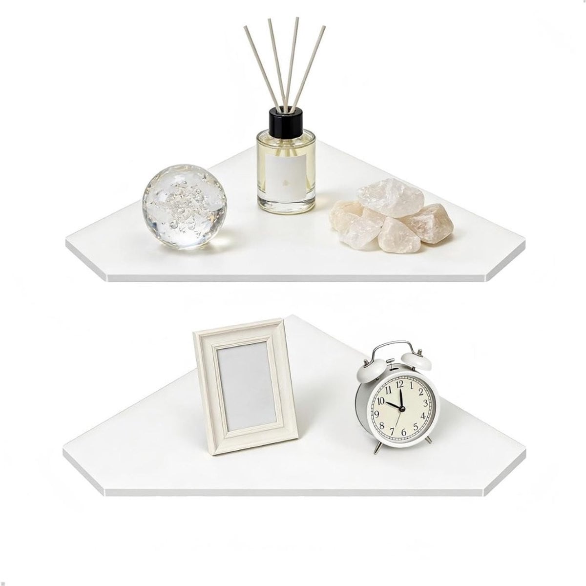 Witte houten hoekwandplank voor wandmontage