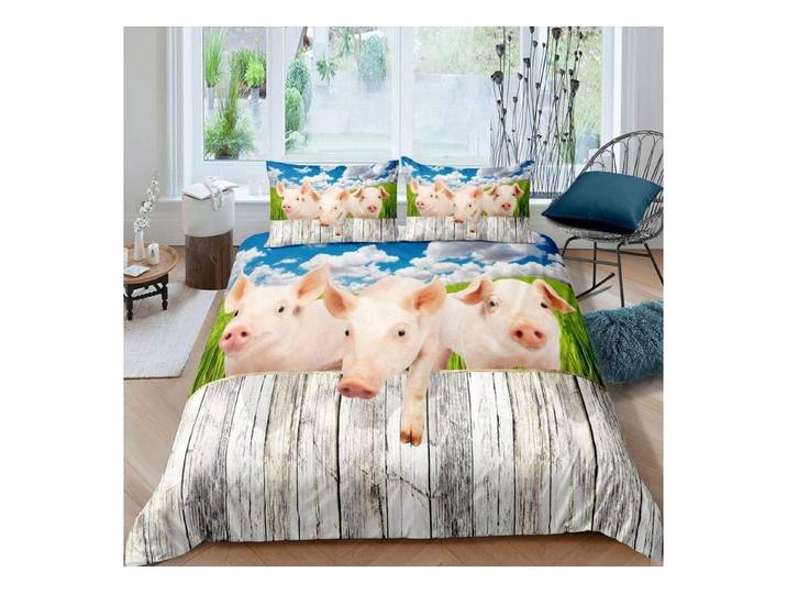 LuxusKollektion Kinderbettwäsche Bettwäsche 220x240cm Schweine 3D Druck Mehrfarbig