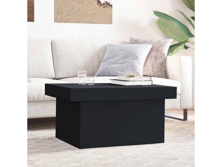 HEFZGDB Couchtisch Schwarz 100x55x40 cm Holzwerkstoff mit verschiebbarer Platte und verstecktem Stauraum, Beistelltisch für Wohnzimmer, langlebig und stabil, Tischplatte robust