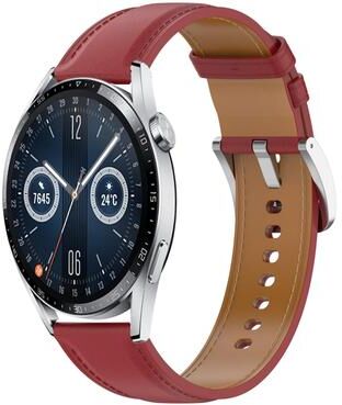 Everyday Crate Huawei Watch GT 3 42mm Genuine Leather Watch Band 20mm Quick Release Replacement Strap red