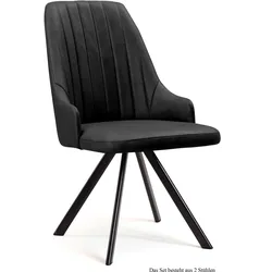 ESSZIMMERSTUHL drehbar (2er-Set) Devyn 52x91x60 Schwarz/Anthrazit