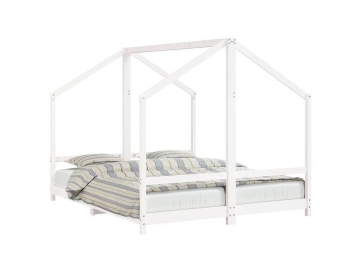 furnicato Kinderbett Massivholz 205,5 x 171 x 158 cm Weiß (1-tlg), Vorhangrahmen für mehr Privatsphäre am Kinderbett für dein Kind