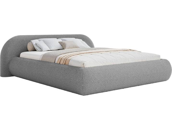 Selsey Shels Low – Lit rembourré 180x200\, bouclé\, gris