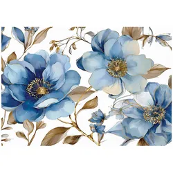 FOTOTAPETE Blumen Blätter Blau 250x175 cm