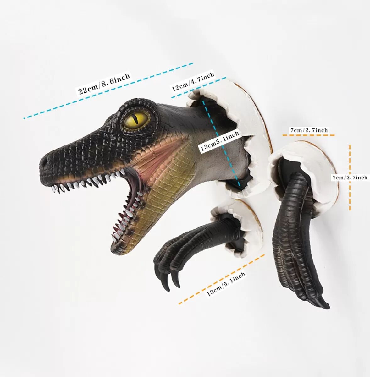 INF Velociraptor Wandkopf aus Latex-Schaum – realistisches, leichtes 3D-Wanddekor für Bar und Wohnzimmer