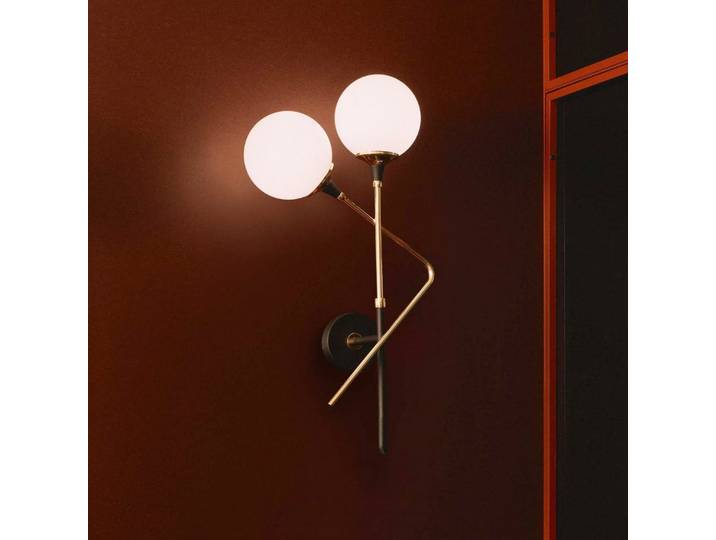 Applique murale Galassia, en haut/à droite, dorée, 2 ampoules - Stilnovo - Salon / séjour - Design - Laiton - Multi-ampoules