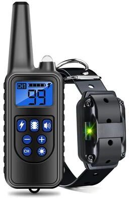 PetsAreLife Rechargeable Electric Dog Training Collar With Detachable Anti Bark Shock & Vibration blue