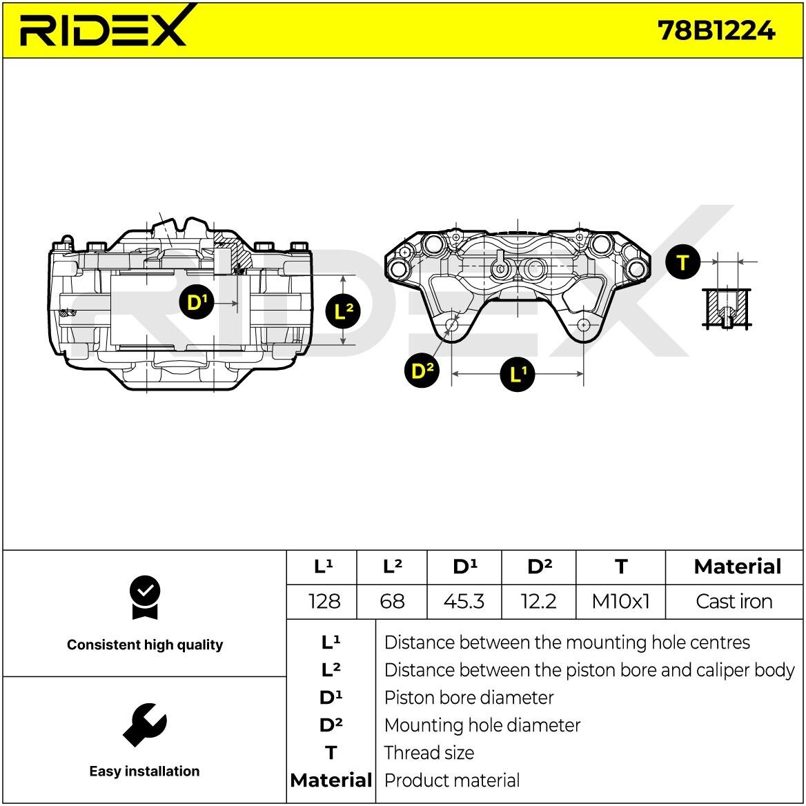 RIDEX 78B1224 Brake caliper