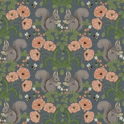 A-Street Prints Kurre Blue Woodland Damask Wallpaper