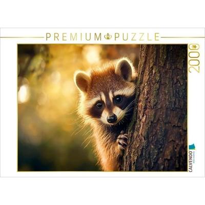 CALVENDO Puzzle Waschbär - Neugieriger Besucher | 2000 Teile Lege-Größe 90x67cm Foto-Puzzle für glückliche Stunden, von , Calvendo Puzzle