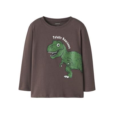 Langarmshirt NAME IT "NMMNEDIN LS NREG TOP BOX PB", Jungen, Gr. 116, braun (shopping bag), Jersey, Obermaterial: 100% Baumwolle, bedruckt, regular fit normal, Rundhals, gerader Abschluss, Shirts Langarmshirt, Baumwolle, regular fit