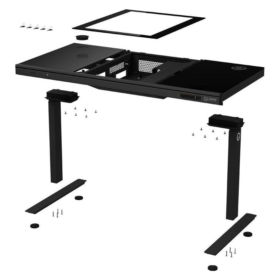 Lorgar Gaming desk with built-in PC case wireless charger RGB lighting black (LRG-DE90G)