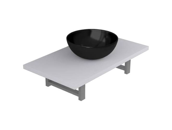 HGPOTUY 2-TLG. Badmöbel-Set Keramik Weiß Wandregal Mit Rundem Waschbecken, Hochglanzbeschichtung, Leicht Zu Reinigen, Für Badezimmer Und Gäste-WC