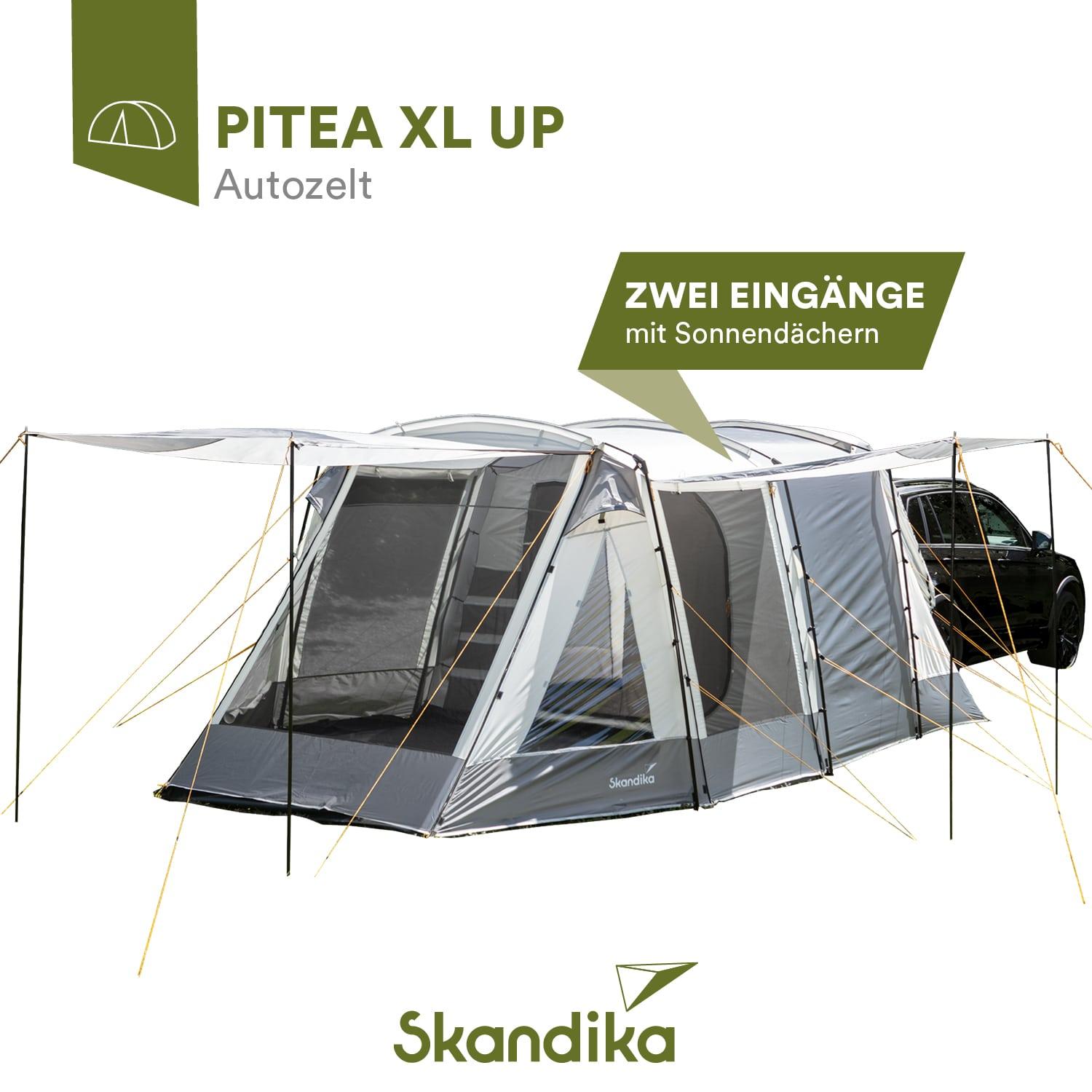 Skandika Heckzelt Pitea XL Up für 4 Personen | Freistehendes Autozelt mit Schlafkabine, 2 m Stehhöhe, wasserdicht, 3000 mm Wassersäule | Camping