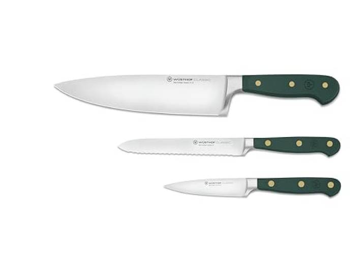 WÜSTHOF Classic Messerset mit 3 Küchenmessern, Fresh Rosemary (Grün)