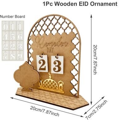 Inspire Select Wooden Ramadan Countdown Calendar Eid Mubarak Ramadan Kareem Ornament For Islamic Home & Eid Al Adha Decor 3