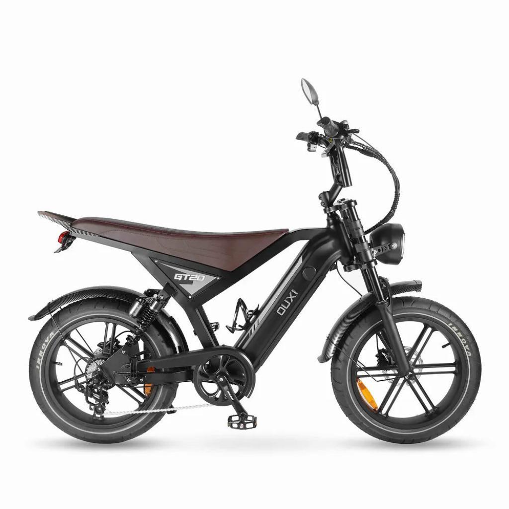 OUXI GT20 Elektrisches Fatbike - Blinker - NFC-Chip - 20 Zoll - 250W Motor - 7 Gänge - 65 km Reichweite - Hydraulische Scheibenbremsen - Schwarz