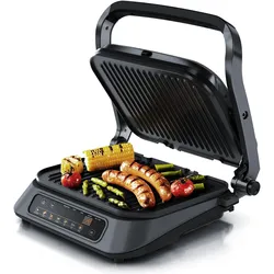 Arendo Kontaktgrill 1900W, Digitalsteuerung, Tischgrill, Sandwichmaker, Abnehmbare Platten, Elektrogrill, Kontaktgrill, Grau