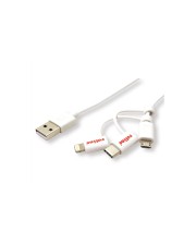 ROLINE USB2.0 Kbl. MicroB+8pin+C A 1m Digital/Daten Ladekabel USB 2.0 8-polig Weiß (11.02.8329)