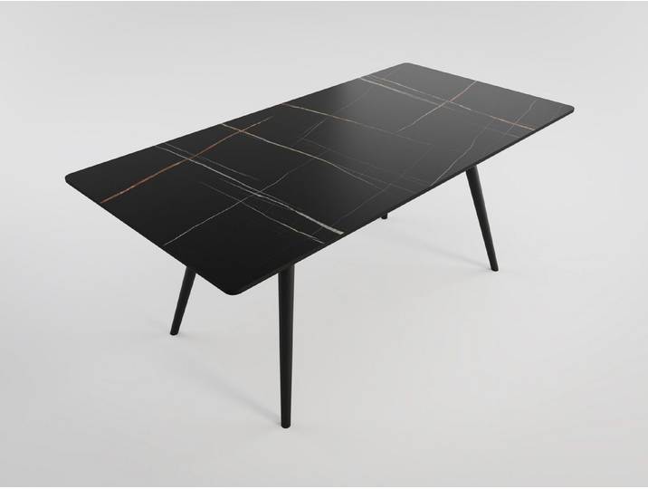 Magnolia Home Esstisch Esstisch RIGA 180x90cm schwarze Keramikplatte schwarze konische Tischb
