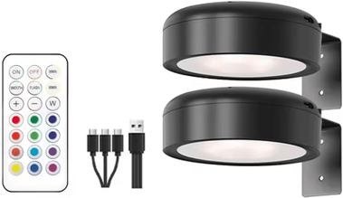 Inspire Picks Rechargeable Magnetic LED Spotlight Wireless Picture Light & Bedside Reading Wall Lamp 2pcs Rgb Colorful