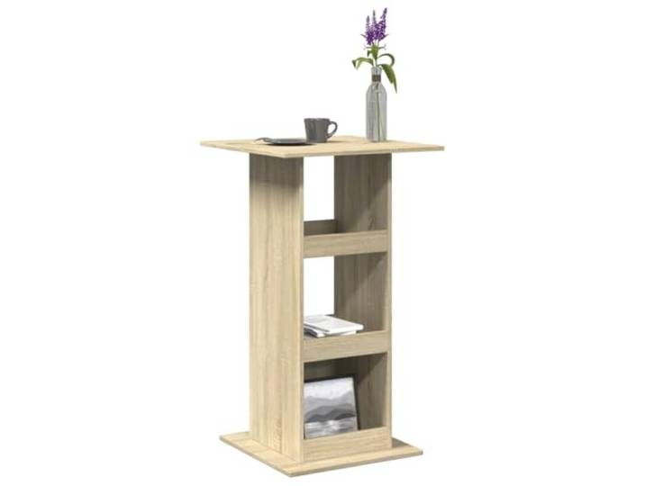 HEFZGDB Bartisch mit Ablagen Sonoma-Eiche 60x60x102 cm Holzwerkstoff, Stehtisch mit 3 Fächern, Stauraum für Flaschen und Küchenutensilien, Bistrotisch oder Beistelltisch für Küche