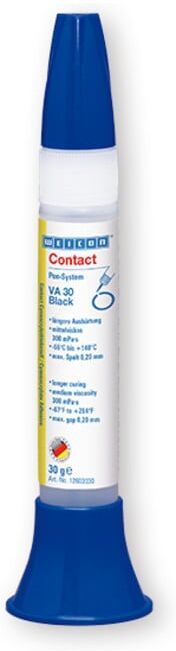 WEICON VA 30 Black Cyanacrylat-Klebstoff, mittelviskoser Sekundenkleber, gummigefüllt, 30 g (12603030)