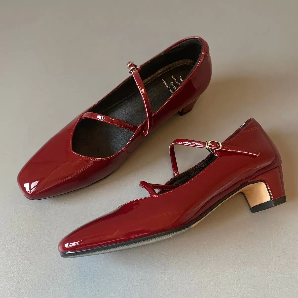 INF Elegante Mary Jane Schuhe aus Leder mit eckiger Spitze – Bequem & Schick Rot 39