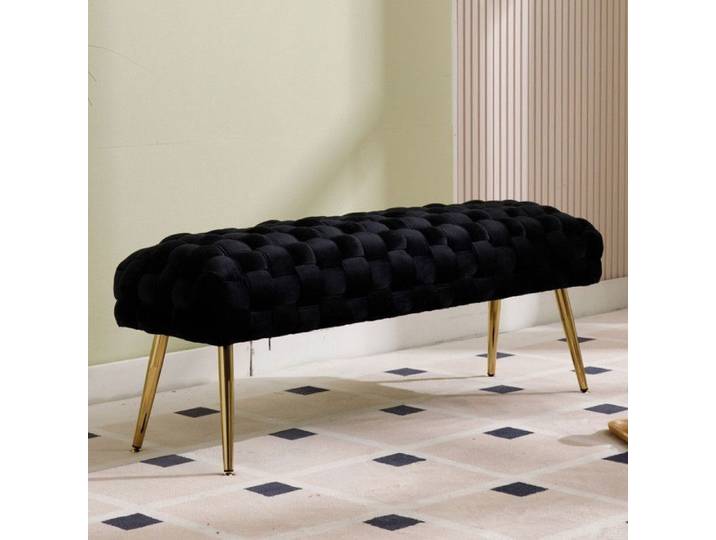 Wahson Banc de Lit pour Chambre Banc en Velours Banc à Entrée Moderne Banquette d'entrée et Pouf Bout de Lit pour Salon Noir
