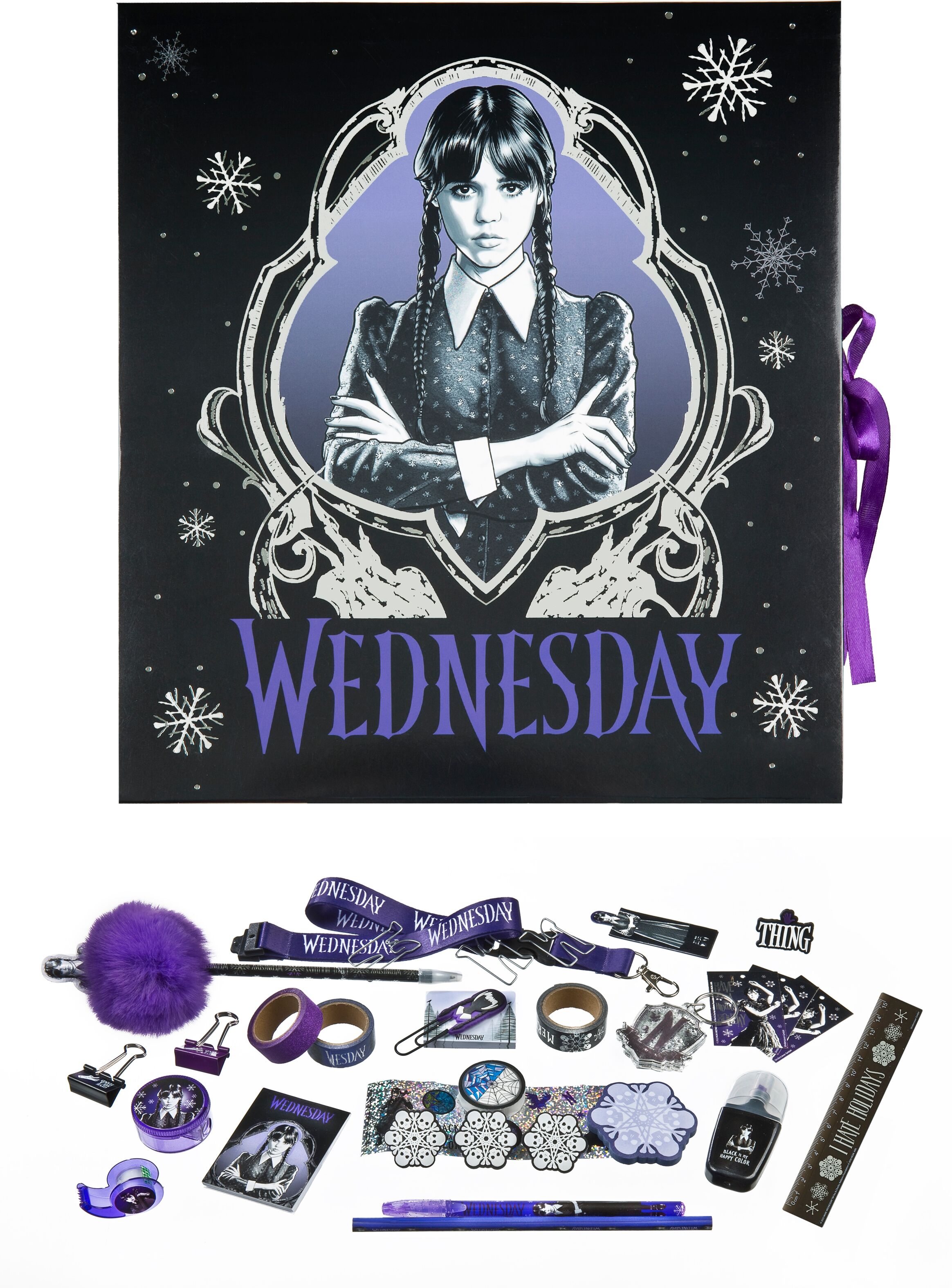 Spielzeug-Adventskalender UNDERCOVER "Wednesday 2026", lila (bunt), Adventskalender, KinderB:27cm H:29,5cm T:6,2cm, B:27cm H:29,5cm T:6,2cm