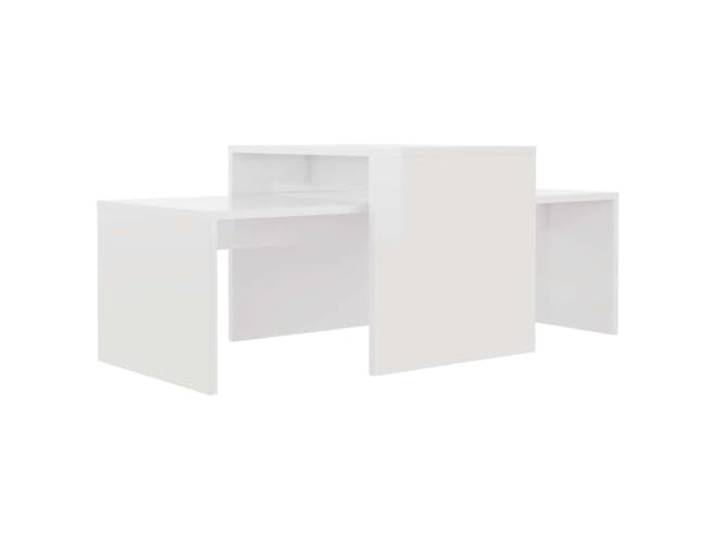 GHVBNMF 2er Set Couchtisch Hochglanz Weiß 100x48x40 cm Holzwerkstoff Platzsparendes Satztisch 2er-Set in modernem Design für Wohnzimmer und Lounge, flexibel stellbar mit verdeckter Ablage.