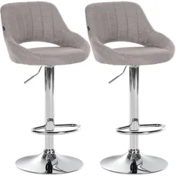 CLP Barhocker 2er Set höhenverstellbar mit Lehne Milet, Barstühle gepolstert Stoffbezüge, Tresenstühle mit Metallgestellen drehbar,