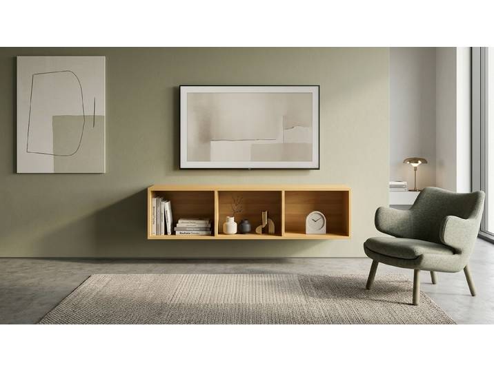 Breites Hängesideboard aus Erle Erle Natur geölt