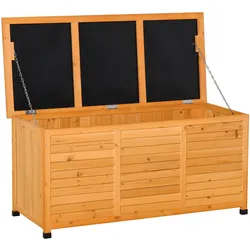 GARTENBOX, Kissenbox, Aufbewahrungsbox, wetterbeständig, Massivholz, Gelb