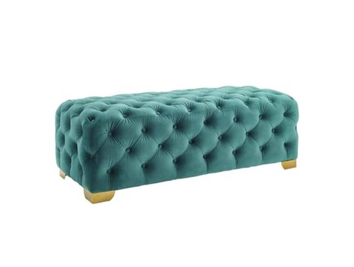 RUNZE765Z Dekorativ Eingangsbank, rustikale Stoff-Schlafzimmersitzbank(Green,110 * 45 * 40cm)