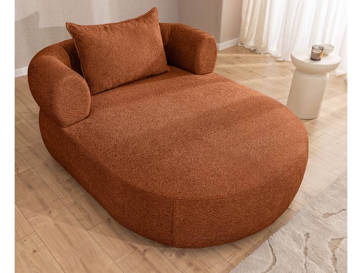 Fauteuil XXL Cuivre Tissu chenille Tomris 122 x 76 x 156cm